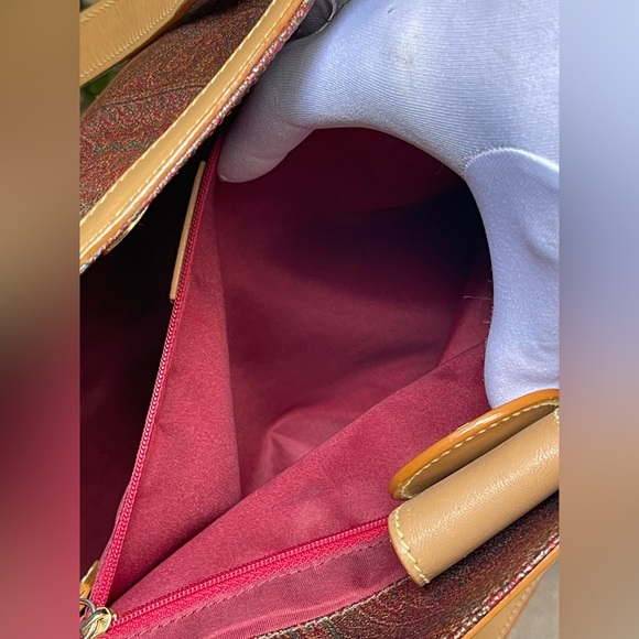 ETRO Burgundy Paisley Shoulder Bag M/L Tote AUTHENTIC NO CALL OUTS! - Picture 8 of 13